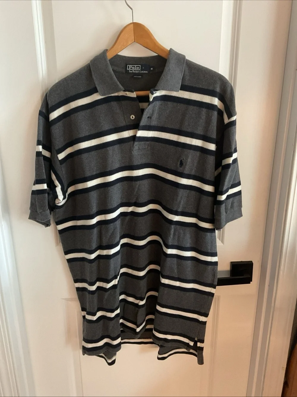Polo Ralph Lauren - Gray, White & Black Striped Polo Shirt - Men’s Size XL